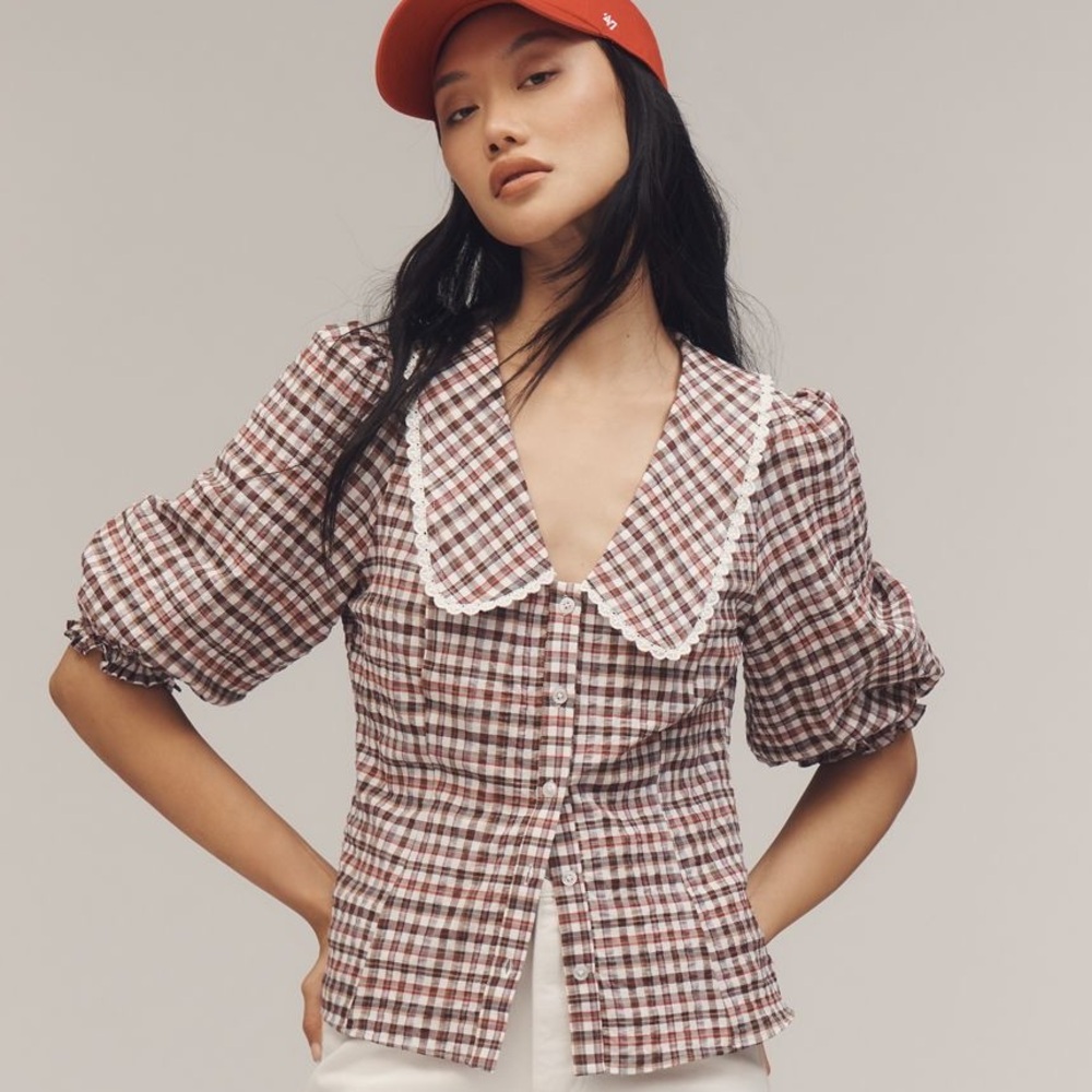 Maeve Collared Puff Sleeve Blouse